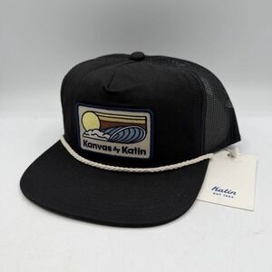 Kanvas‎ by Katin Cruz Canvas Trucker Hat Cap Black Snapback Adjustable Rope NWT